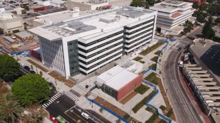 Aerial photo of County Administration South Building exterior